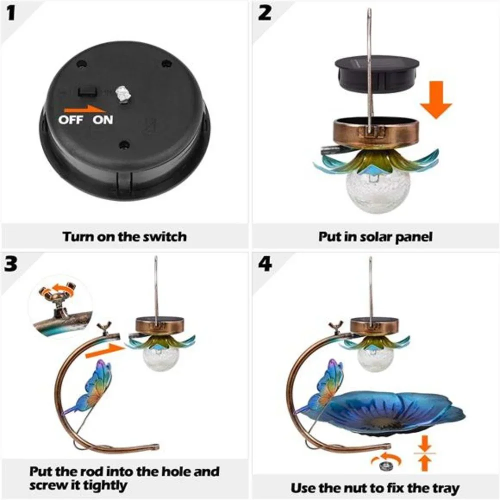 Solar Bird Feeder for Outside Hanging Wild Birdfeeders Seed Tray Outdoor